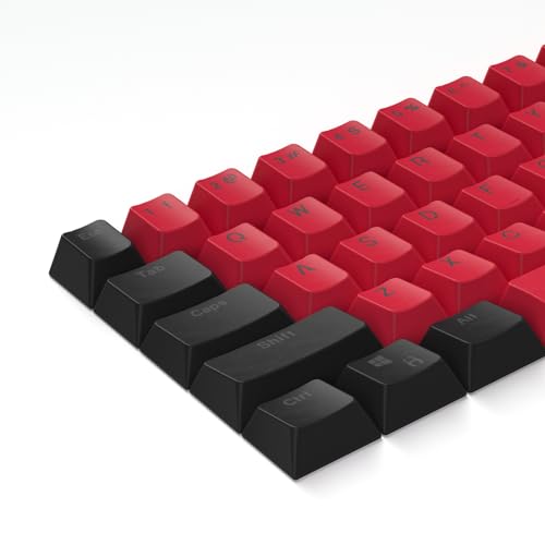 61 Hintergrundbeleuchtete schwarz-rote Keycaps Set PBT Keycaps OEM Profil für Cherry MX Schalter RK61 Mechanische Gaming Tastatur Tastenkappen für Mechanische Tastatur (Only Keycaps) von Sumgsn