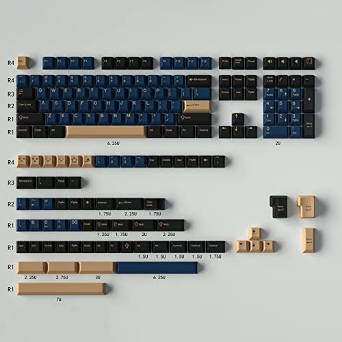 Double Shot Keycaps 172 Keys Cherry Profile Blue Samurai Keycap Set mit 7u/6.25u Leertaste für ANSI/ISO Layout Cherry MX Switches Mechanische Gaming Tastatur von Sumgsn