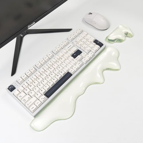 Ergonomische Gel-Handgelenkauflage für Tastatur und Maus, Handgelenkauflage-Set, niedliche Silikon-Handgelenkauflage für Computertastatur 60%/68%/75% (Grün) von Sumgsn