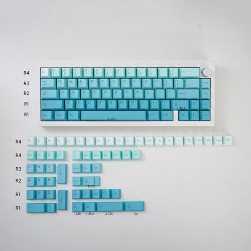 Gradient Blaues Cyan Keycaps 125 Tasten PBT Dye Sub Cherry Profil Tastenkappen Set Fit für Cherry Mx Schalter Mechanische Tastatur von Sumgsn