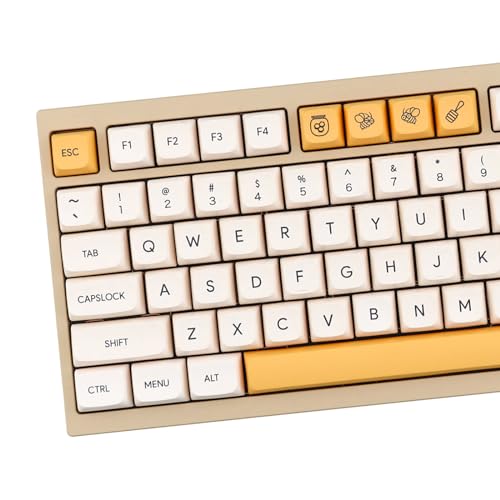 PBT Keycaps 137 Keys XDA Profile DYE-SUB Personalized White Yellow Honey Milk English Keycap Suitable for Mechanical Gaming Keyboard (English) von Sumgsn