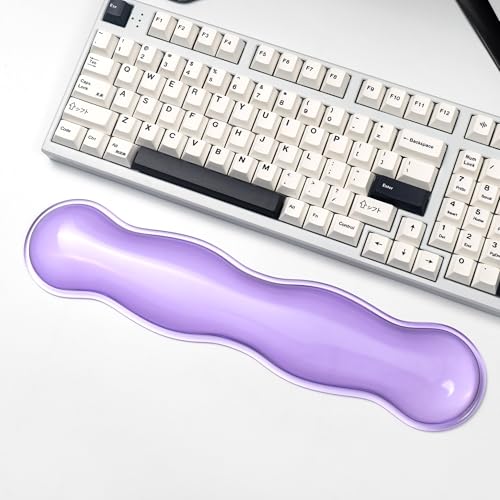 Transparente Gel-Tastatur-Handgelenkauflage, violette Silikon-Handgelenkauflage, ergonomische Handgelenkauflage für Computertastatur 60%/75% (Lila-lang) von Sumgsn