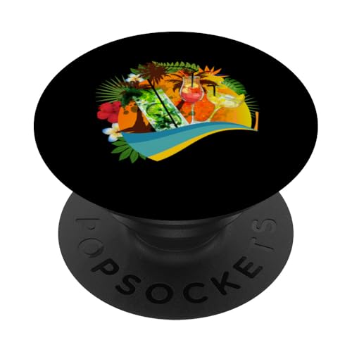 Palmen, Strand, Meer, Cocktails und Sonne PopSockets Klebender PopGrip von Summer Holiday Apparel & Accessories