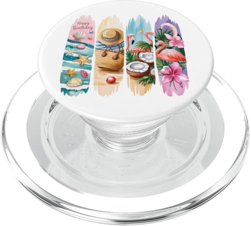 Geburtstag Sommer Pinselstrich Strand Tropische Urlaub Kreuzfahrt PopSockets PopGrip für MagSafe von Summer Tees NYC