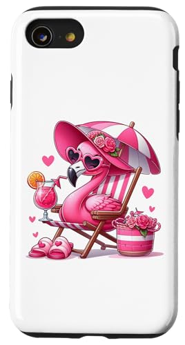 Strandgetränk mit rosa Flamingo-Sandkreuzfahrt im Sommer, Damen Hülle für iPhone SE (2020) / 7 / 8 von Summer Tees NYC