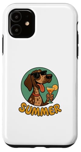 Deutsch Kurzhaar Sommer Design Hund Cartoon Vintage Hülle für iPhone 11 von Summer and Dogs