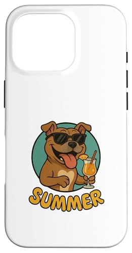 Staffordshire Bullterrier Sommer Design Cartoon Vintage Hülle für iPhone 16 Pro von Summer and Dogs