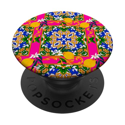 Sommer, rosa Farben, Zitronenkunst, mediterran, lebendiges Muster PopSockets mit austauschbarem PopGrip Sommer, rosa Farben, Zitronenkunst, mediterran, lebendiges Muster PopSockets mit austauschbarem PopGrip von Summer art