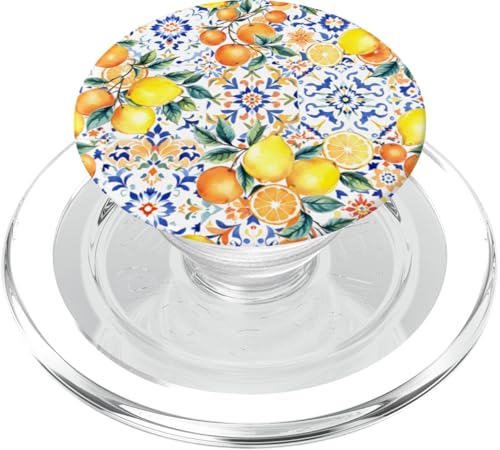 Sommer Amalfi Stil Orange Zitrone Mediterrane Kunst PopSockets PopGrip für MagSafe von Summer art