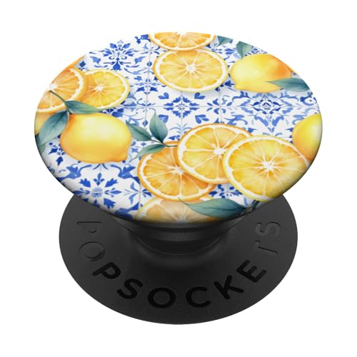 Sommer Amalfi Stil Zitrone mediterrane Kunst PopSockets Klebender PopGrip von Summer art
