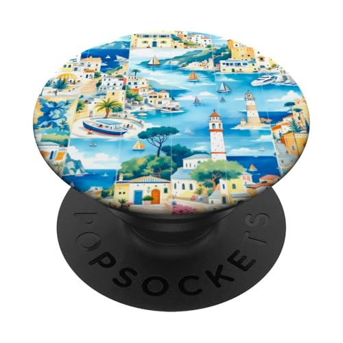 Sommer Urlaub Meer Boote Kunst PopSockets Klebender PopGrip Sommer Urlaub Meer Boote Kunst PopSockets Klebender PopGrip von Summer art