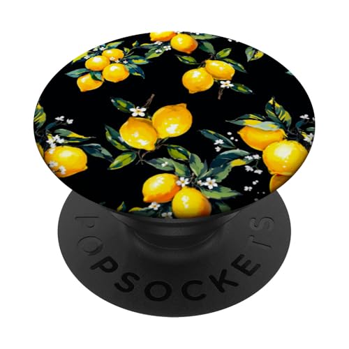 Sommer Zitrone Zitruskunst schwarzer Hintergrund PopSockets Klebender PopGrip Sommer Zitrone Zitruskunst schwarzer Hintergrund PopSockets Klebender PopGrip von Summer art