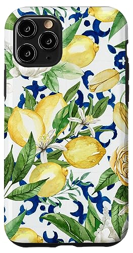 Hülle für iPhone 11 Pro Amalfi Zitronenblüte Aquarell Zitrus & Blau Fliesenmuster Hülle für iPhone 11 Pro Amalfi Zitronenblüte Aquarell Zitrus & Blau Fliesenmuster von Summer by Vine Mercantile