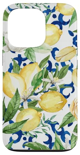 Hülle für iPhone 13 Pro Amalfi Zitronenblüte Aquarell Zitrus & Blau Fliesenmuster Hülle für iPhone 13 Pro Amalfi Zitronenblüte Aquarell Zitrus & Blau Fliesenmuster von Summer by Vine Mercantile