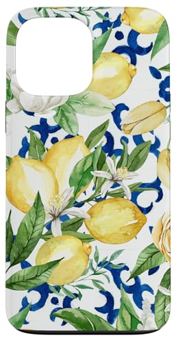 Hülle für iPhone 13 Pro Max Amalfi Zitronenblüte Aquarell Zitrus & Blau Fliesenmuster Hülle für iPhone 13 Pro Max Amalfi Zitronenblüte Aquarell Zitrus & Blau Fliesenmuster von Summer by Vine Mercantile