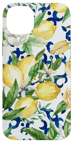 Hülle für iPhone 14 Plus Amalfi Zitronenblüte Aquarell Zitrus & Blau Fliesenmuster Hülle für iPhone 14 Plus Amalfi Zitronenblüte Aquarell Zitrus & Blau Fliesenmuster von Summer by Vine Mercantile