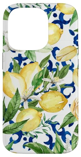 Hülle für iPhone 14 Pro Amalfi Zitronenblüte Aquarell Zitrus & Blau Fliesenmuster Hülle für iPhone 14 Pro Amalfi Zitronenblüte Aquarell Zitrus & Blau Fliesenmuster von Summer by Vine Mercantile