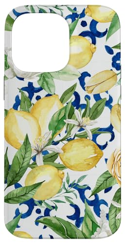 Hülle für iPhone 14 Pro Max Amalfi Zitronenblüte Aquarell Zitrus & Blau Fliesenmuster Hülle für iPhone 14 Pro Max Amalfi Zitronenblüte Aquarell Zitrus & Blau Fliesenmuster von Summer by Vine Mercantile