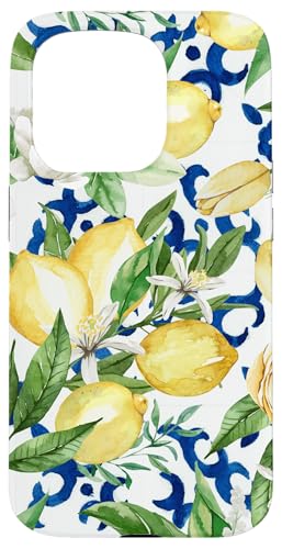 Hülle für iPhone 15 Pro Amalfi Zitronenblüte Aquarell Zitrus & Blau Fliesenmuster Hülle für iPhone 15 Pro Amalfi Zitronenblüte Aquarell Zitrus & Blau Fliesenmuster von Summer by Vine Mercantile