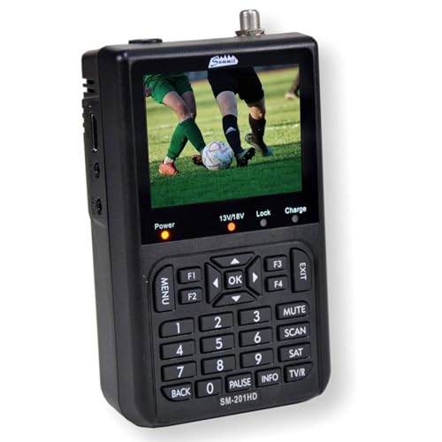 Summit SM 201HD Satelliten Messgerät I Sat Finder für DVB-S/S2 I Digitales Messgerät mit 3,5" TFT LCD Display & Tonsignal I inkl. Steckernetzteil, AV-Adapterkabel & Nylonschutztasche von Summit