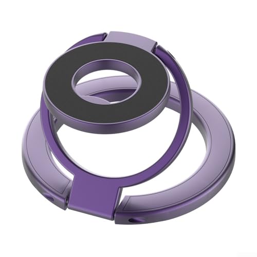 Sumsoctober Verstellbarer magnetischer Handy-Ringhalter – doppelter, super stabiler Griff – 360° drehbar, faltbarer Ring für Fitnessstudio und Auto (5,7 x 5,8 cm) (lila) von Sumsoctober