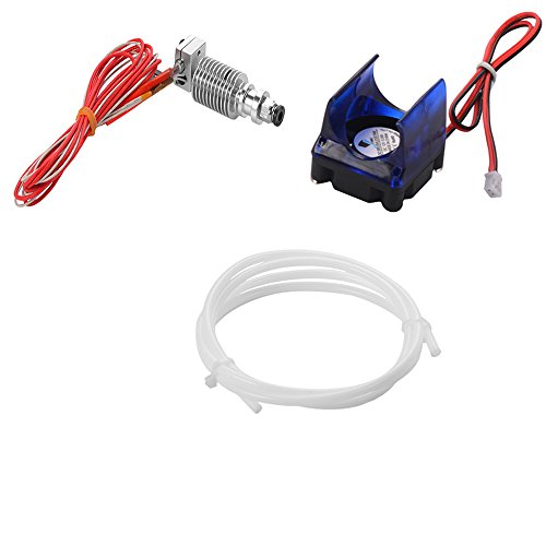 E 3D V6 all metal/teflon Extruder J-head bowden hotend kit mit 0.4mm Düse, Teflon Schlauch, Lüfter und PC4-m6 push-fit für 1.75mm Filament 3D Drucker printer + All metal heat brake throat von Sun3drucker