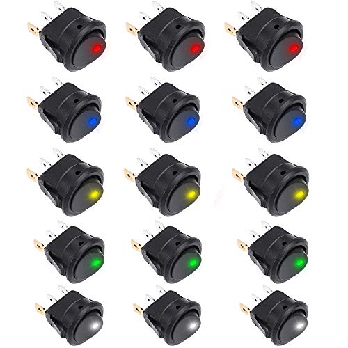 Sun3drucker 15Stk Wippschalter,12v DC 20A Car Boot Truck Trailer Auto KFZ beleuchtet Runde Schalter Wippschalter Button mit 5 Farbe LED Dot beleuchtet Sun3drucker 15Stk Wippschalter,12v DC 20A Car Boot Truck Trailer Auto KFZ beleuchtet Runde Schalter Wippschalter Button mit 5 Farbe LED Dot beleuchtet von Sun3drucker