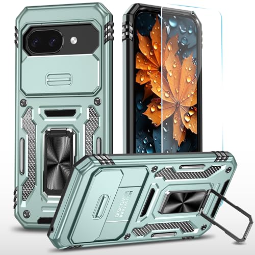 SunStory Schutzhülle für Google Pixel 9A, mit HD-Displayschutzfolie, Schiebe-Kamera-Abdeckung und drehbarem Ringständer, Militärqualität, Handyhülle für Google Pixel 9A, Z_Grün SunStory Schutzhülle für Google Pixel 9A, mit HD-Displayschutzfolie, Schiebe-Kamera-Abdeckung und drehbarem Ringständer, Militärqualität, Handyhülle für Google Pixel 9A, Z_Grün von SunStory