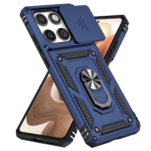 SunStory Schutzhülle für Motorola Moto Edge 2025, mit HD-Displayschutzfolie, Schiebe-Kamera-Abdeckung, drehbarem Ringständer, Militärqualität, Blau von SunStory