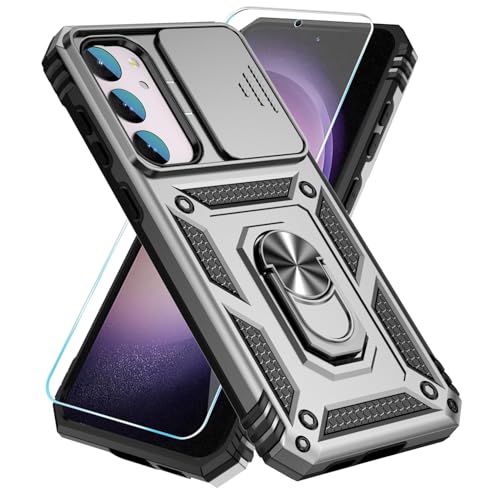 SunStory Schutzhülle für Samsung Galaxy S23, mit Displayschutzfolie, Ständer und Schiebe-Kamera-Abdeckung, Militärqualität, Schutzhülle für Samsung S23 5G, Silberfarben SunStory Schutzhülle für Samsung Galaxy S23, mit Displayschutzfolie, Ständer und Schiebe-Kamera-Abdeckung, Militärqualität, Schutzhülle für Samsung S23 5G, Silberfarben von SunStory