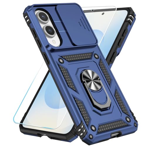 SunStory Schutzhülle für Samsung Galaxy S25 Edge, mit HD-Displayschutzfolie, Ständer und Schiebe-Kamera-Abdeckung, Militärqualität, Handyhülle für S25 Edge, Blau von SunStory