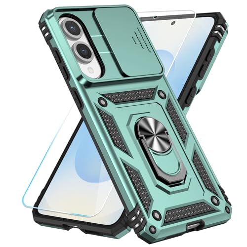 SunStory Schutzhülle für Samsung Galaxy S25 Edge, mit HD-Displayschutzfolie, Ständer und Schiebe-Kamera-Abdeckung, Militärqualität, Handyhülle für S25 Edge, Grün von SunStory