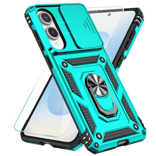 SunStory Schutzhülle für Samsung Galaxy S25 Edge, mit HD-Displayschutzfolie, Ständer und Schiebe-Kamera-Abdeckung, militärische Qualität, Handyhülle für S25 Edge, Blaugrün von SunStory