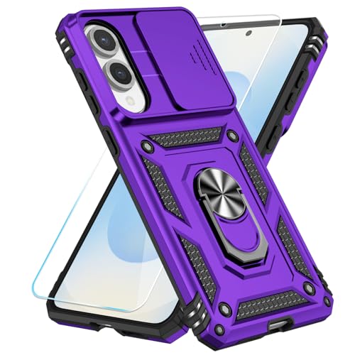 SunStory Schutzhülle für Samsung Galaxy S25 Edge, mit HD-Displayschutzfolie, Ständer und Schiebe-Kamera-Abdeckung, militärische Qualität, Handyhülle für S25 Edge, Violett von SunStory