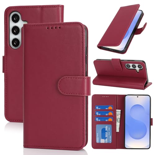 SunYoo Schutzhülle für Samsung Galaxy S25, Brieftaschenformat mit Kartenhalter, für Herren und Damen, PU-Leder, Magnetverschluss, Standfunktion, Rot SunYoo Schutzhülle für Samsung Galaxy S25, Brieftaschenformat mit Kartenhalter, für Herren und Damen, PU-Leder, Magnetverschluss, Standfunktion, Rot von SunYoo