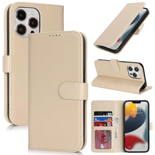 SunYoo Schutzhülle für iPhone 13 Pro, mit Kartenhalter, für iPhone 13 Pro, Brieftaschen-Schutzhülle für Damen und Herren, PU-Leder, stoßfest, Magnetschnalle, Ständer, Klapphülle, Beige SunYoo Schutzhülle für iPhone 13 Pro, mit Kartenhalter, für iPhone 13 Pro, Brieftaschen-Schutzhülle für Damen und Herren, PU-Leder, stoßfest, Magnetschnalle, Ständer, Klapphülle, Beige von SunYoo