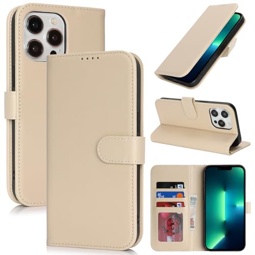 SunYoo Schutzhülle für iPhone 13 Pro Max mit Kartenhalter, für iPhone 12 Pro Max, Brieftaschen-Schutzhülle für Damen und Herren, PU-Leder, stoßfest, Magnetschnalle, Ständer, Klapphülle, Beige SunYoo Schutzhülle für iPhone 13 Pro Max mit Kartenhalter, für iPhone 12 Pro Max, Brieftaschen-Schutzhülle für Damen und Herren, PU-Leder, stoßfest, Magnetschnalle, Ständer, Klapphülle, Beige von SunYoo