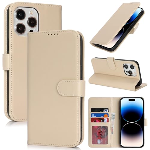 SunYoo Schutzhülle für iPhone 14 Pro Max mit Kartenhalter, für iPhone 14 Pro Max, Brieftaschen-Schutzhülle für Damen und Herren, PU-Leder, stoßfest, Magnetschnalle, Ständer, Klapphülle, Beige SunYoo Schutzhülle für iPhone 14 Pro Max mit Kartenhalter, für iPhone 14 Pro Max, Brieftaschen-Schutzhülle für Damen und Herren, PU-Leder, stoßfest, Magnetschnalle, Ständer, Klapphülle, Beige von SunYoo