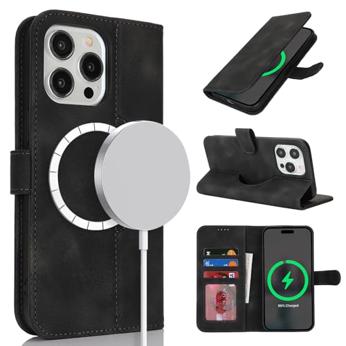SunYoo Schutzhülle für iPhone 15 Pro, mit Kartenhalter, kompatibel mit Magsafe, 15 Pro, Brieftaschen-Schutzhülle für Herren und Damen, Leder, magnetischer Ständer, Schwarz SunYoo Schutzhülle für iPhone 15 Pro, mit Kartenhalter, kompatibel mit Magsafe, 15 Pro, Brieftaschen-Schutzhülle für Herren und Damen, Leder, magnetischer Ständer, Schwarz von SunYoo