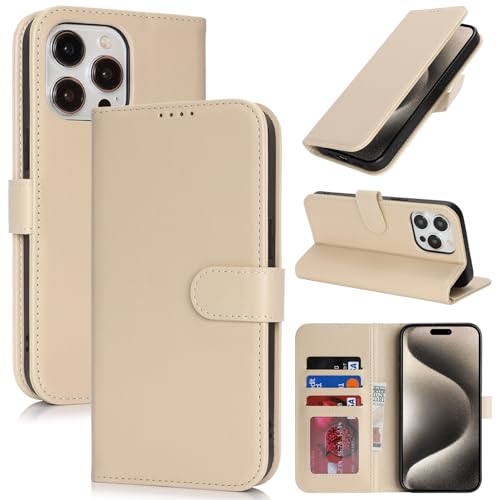 SunYoo Schutzhülle für iPhone 15 Pro Max mit Kartenhalter, für iPhone 15 Pro Max, Brieftaschen-Schutzhülle für Damen und Herren, PU-Leder, stoßfest, Magnetschnalle, Ständer, Klapphülle, Beige SunYoo Schutzhülle für iPhone 15 Pro Max mit Kartenhalter, für iPhone 15 Pro Max, Brieftaschen-Schutzhülle für Damen und Herren, PU-Leder, stoßfest, Magnetschnalle, Ständer, Klapphülle, Beige von SunYoo