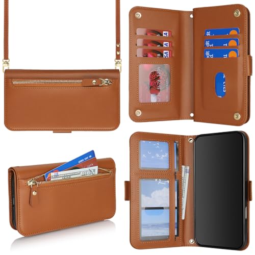 SunYoo Schutzhülle für iPhone 16 Pro, Brieftaschen-Schutzhülle für Damen, für iPhone 16 Pro, mit Riemen, Umhängeband, Leder, stoßfest, Kartenhalter, Ständer, Reißverschlusstasche, Klapp-Handyhülle, SunYoo Schutzhülle für iPhone 16 Pro, Brieftaschen-Schutzhülle für Damen, für iPhone 16 Pro, mit Riemen, Umhängeband, Leder, stoßfest, Kartenhalter, Ständer, Reißverschlusstasche, Klapp-Handyhülle, von SunYoo