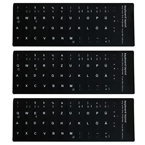 Schwarzer Hintergrund Tastaturaufkleber Deutscher Tastaturaufkleber Buchstaben Ersatz Schwarzer Hintergrund Undurchsichtig Computer Laptop Tastatur Buchstaben Aufkleber 3PCS von SunaOmni