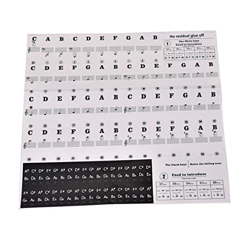 SunaOmni Klavier Tastaturaufkleber Klavierschlüsselanfänger Note Aufkleber Buchstabensskala für 37/49/54/61/88 Tastaturpapierzubehör für Tastaturen von SunaOmni