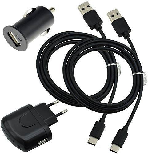 4 in 1 Zubehör Set kompatibel mit Motorola Edge 60 Fusion 2X USB Typ C Datenkabel / 1x Netzadapter Ladegerät / 1x KFZ Adapter (Suncase-Store) USB C Netzteil Ladekabel von Suncase