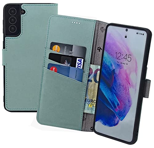 Suncase Book-Style Hülle kompatibel mit Samsung Galaxy A16 4G Leder Tasche (Slim-Fit) Lederhülle Handytasche Schutzhülle Case mit 3 Kartenfächer in antik-türkis von Suncase
