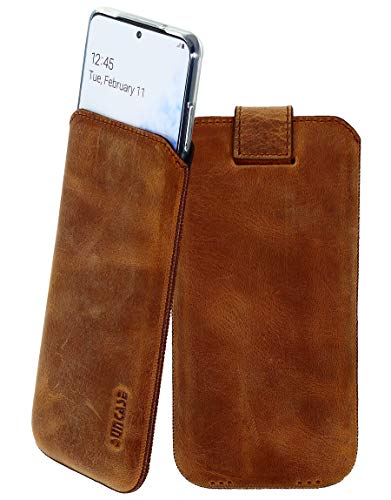 Suncase ECHT Ledertasche Leder Etui kompatibel mit iPhone 14 (6.1") (passend nur mit iPhone 14 Silikon Case) in antik-Coffee von Suncase