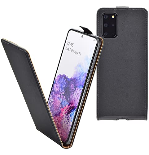 Suncase Flip Cover kompatibel mit Samsung Galaxy S3 mini (i8190) Case Flipstyle Schutzhülle Hülle Tasche vertikal klappbare Handyhülle (Ultra-Slim) in Schwarz von Suncase
