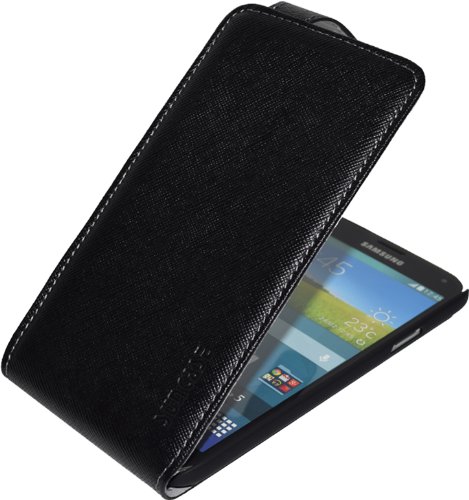 Suncase Flip-Style kompatibel für Samsung Galaxy S5 (SM-G900F) - S5 Neo (SM-G903F) Ledertasche Tasche *ECHT Leder* Handytasche Case Etui Hülle (Original vollnarbig-schwarz von Suncase