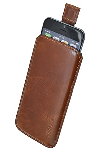 Suncase Original Echtleder Etui Tasche für das Sony Xperia XZ2 Compact Ultra Slim Handytasche Ledertasche Schutzhülle Case Hülle in Cognac von Suncase