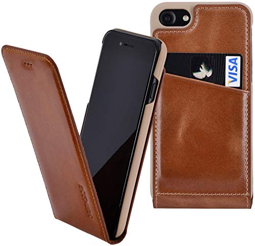 Suncase Original Flip-Case kompatibel mit iPhone 8 | iPhone 7 Tasche Ledertasche Schutzhülle Hülle (Ultra-Slim) in Cognac von Suncase